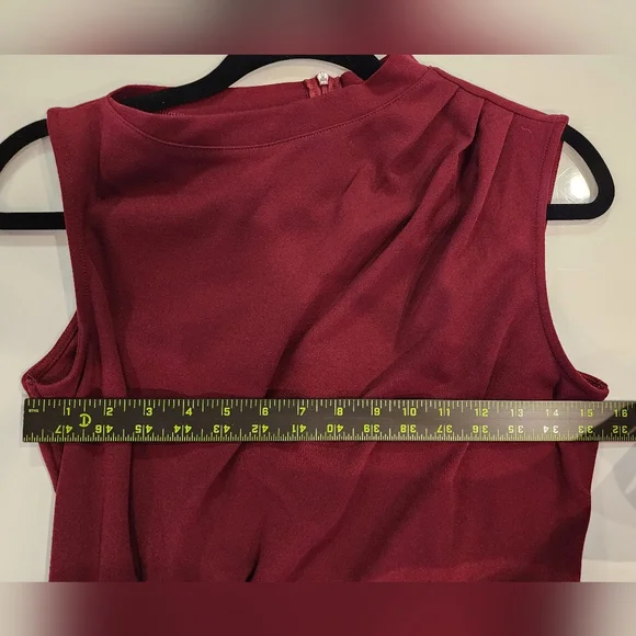 Women's M Burgundy Dress - Asymmetrical, Retro, Pencil Holiday, Party, Business - Picture 8 of 10